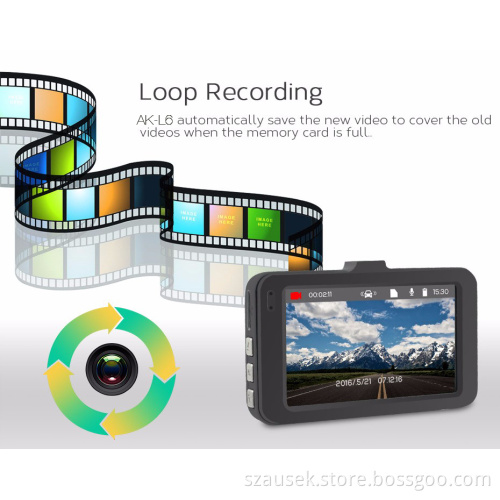 Factory directly full hd dash cam 1080p 3.0 inch g-sensor car dashboard camera with loop recording